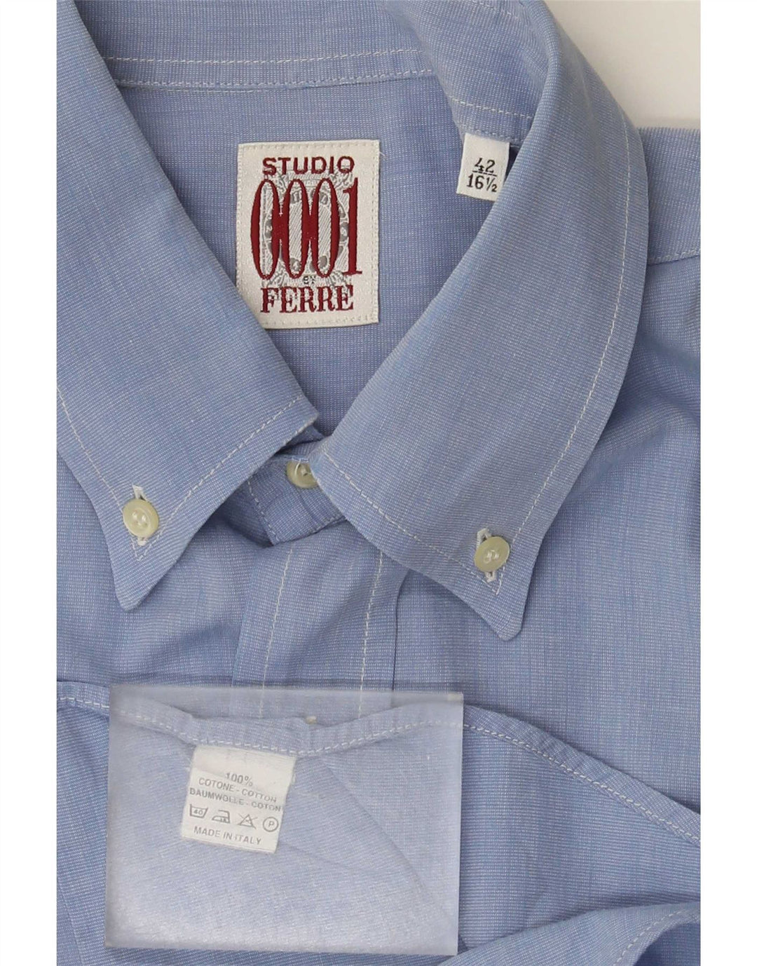 Ferre Chemise Homme Taille 42 16 1/2 Grand Coton Bleu