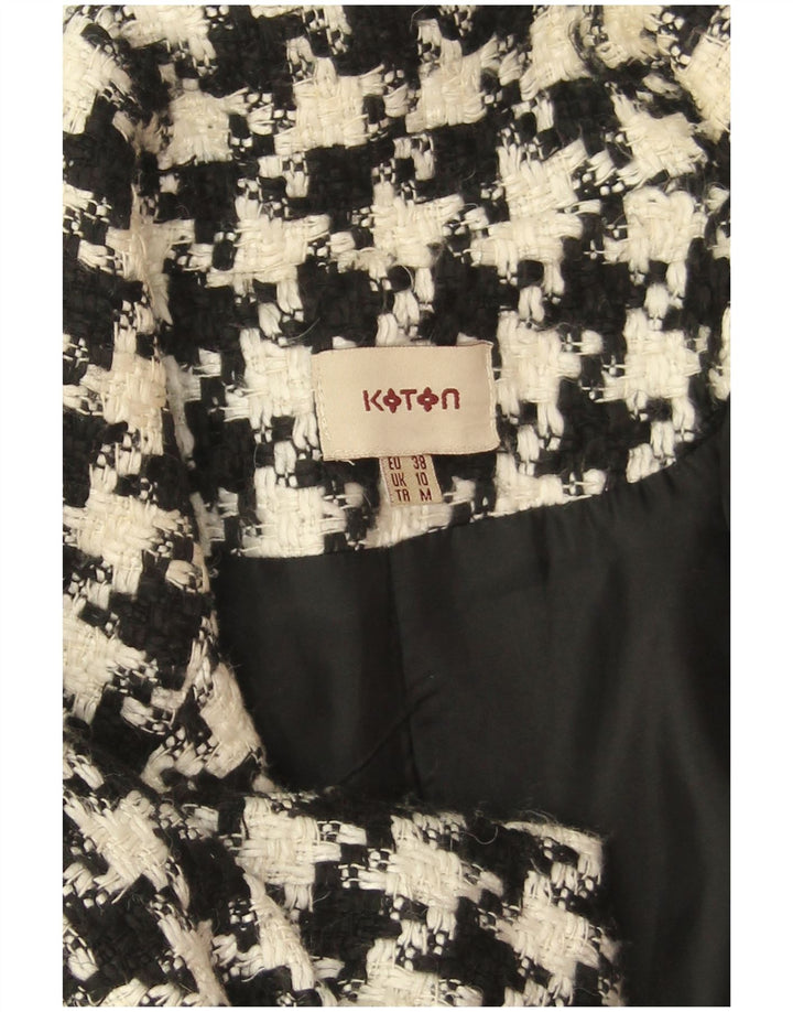 Koton Manteau surdimensionné pour femme UK 10 Petite laine pied-de-poule noire