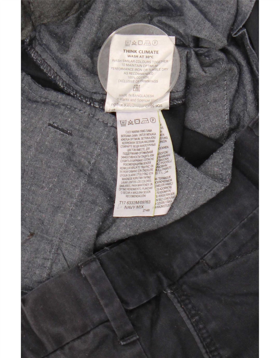 Marks & Spencer Pantalon de costume droit coupe droite pour homme W36 L33 Bleu marine