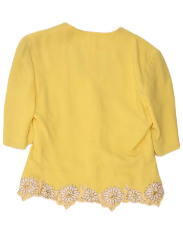 Gai Mattiolo Cardigan à manches 1/2 pour femme IT 46 Large Jaune Designer