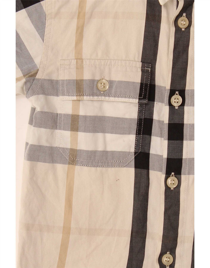 Burberry Chemise à manches courtes pour garçon 3-4 ans Beige Plaid