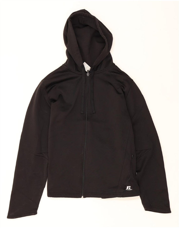 RUSSELL ATHLETIC Womens Zip Hoodie Sweater UK 16 Large Black Polyester Vintage Russell Athletic and Second-Hand Russell Athletic from Messina Hembry 