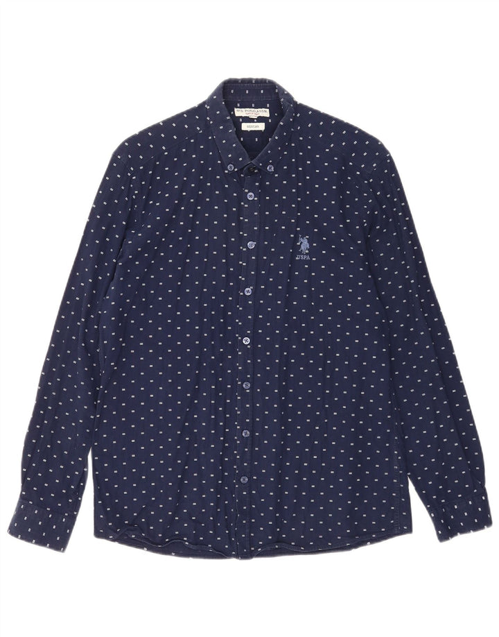 U.S. Polo Assn. Chemise Regular Fit Coton Bleu Marine Moyen À Pois