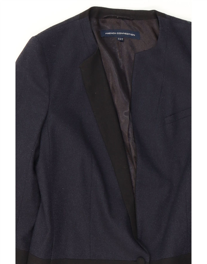 FRENCH CONNECTION Womens Blazer Jacket UK 10 Small Navy Blue Colourblock Vintage French Connection and Second-Hand French Connection from Messina Hembry 