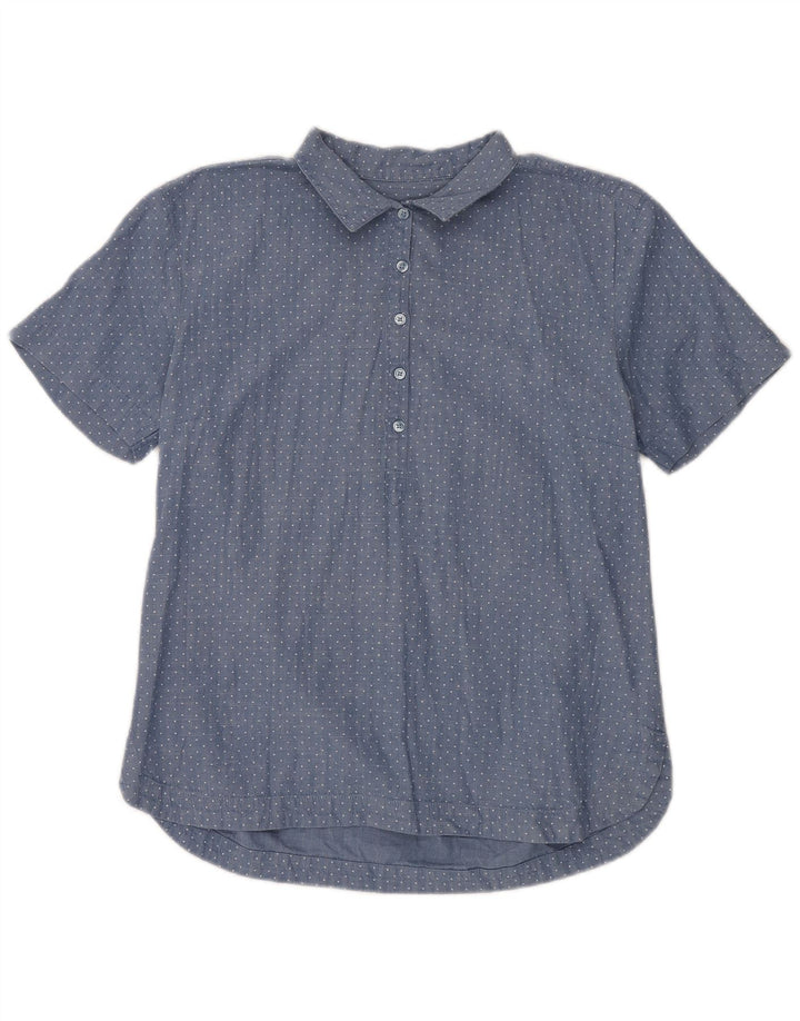 Dack's Chemise pull à manches courtes pour femme UK 18 XL Bleu à pois en coton