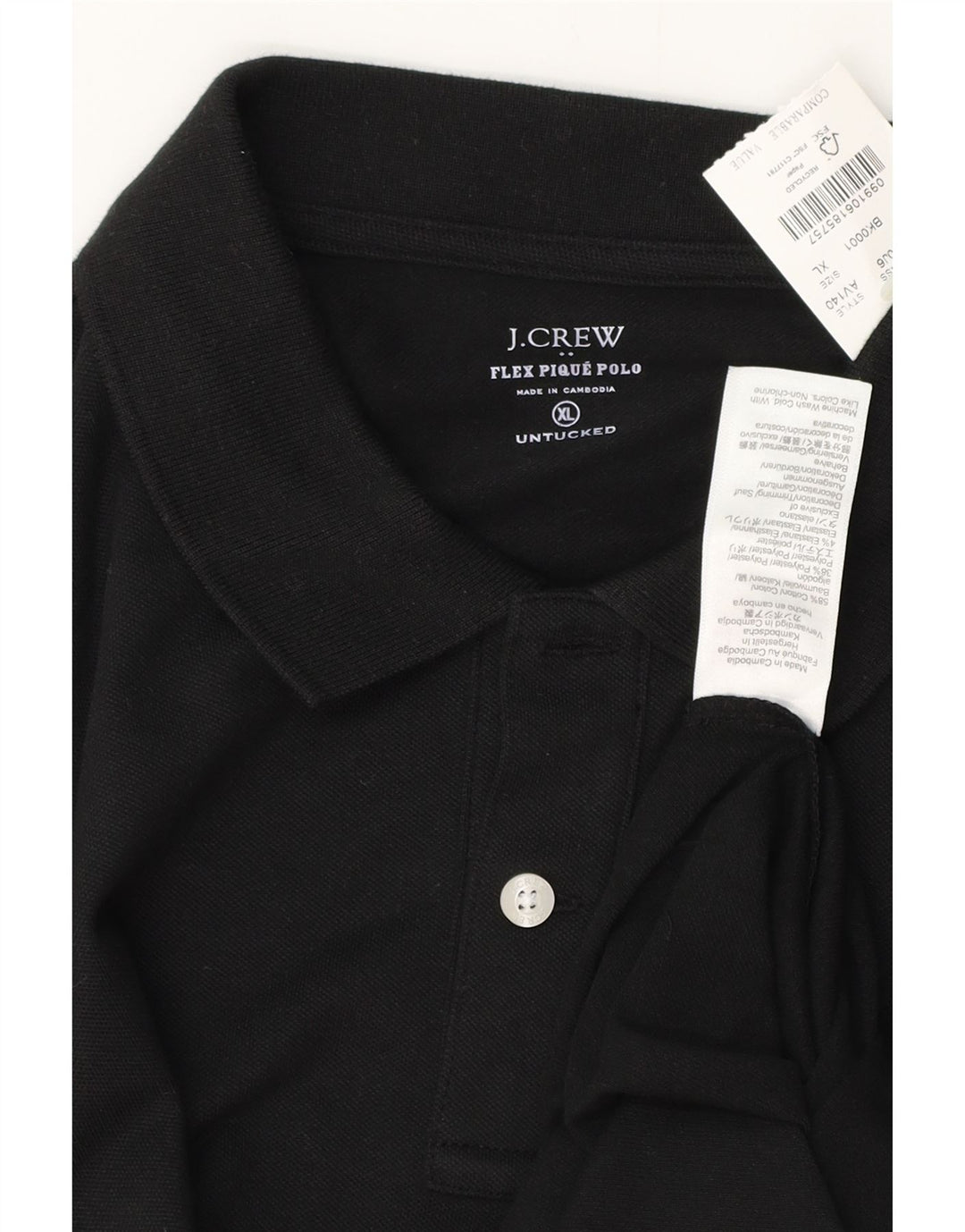 J. CREW Polo Homme XL Noir Coton
