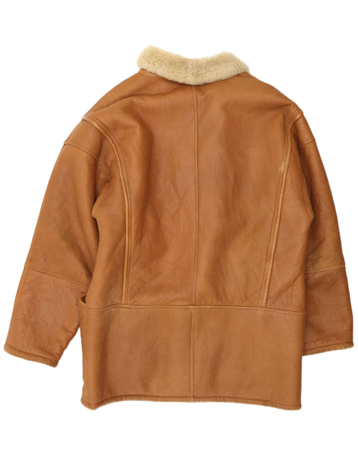 Vinci Veste en peau de mouton pour homme UK 40 Grand cuir marron