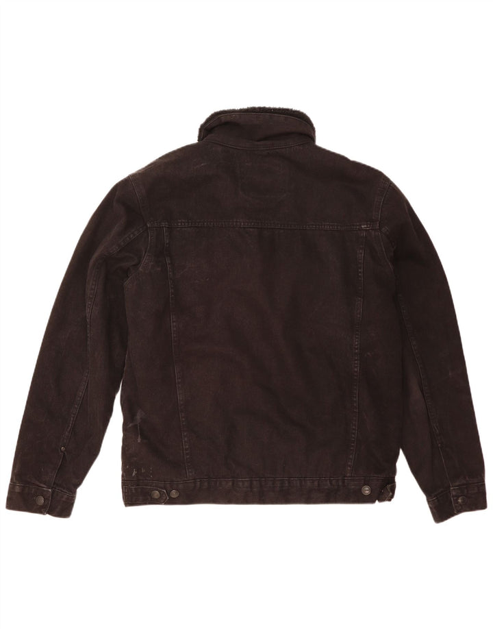 Zara Veste Sherpa en jean pour homme UK 42 XL Noir Polyester