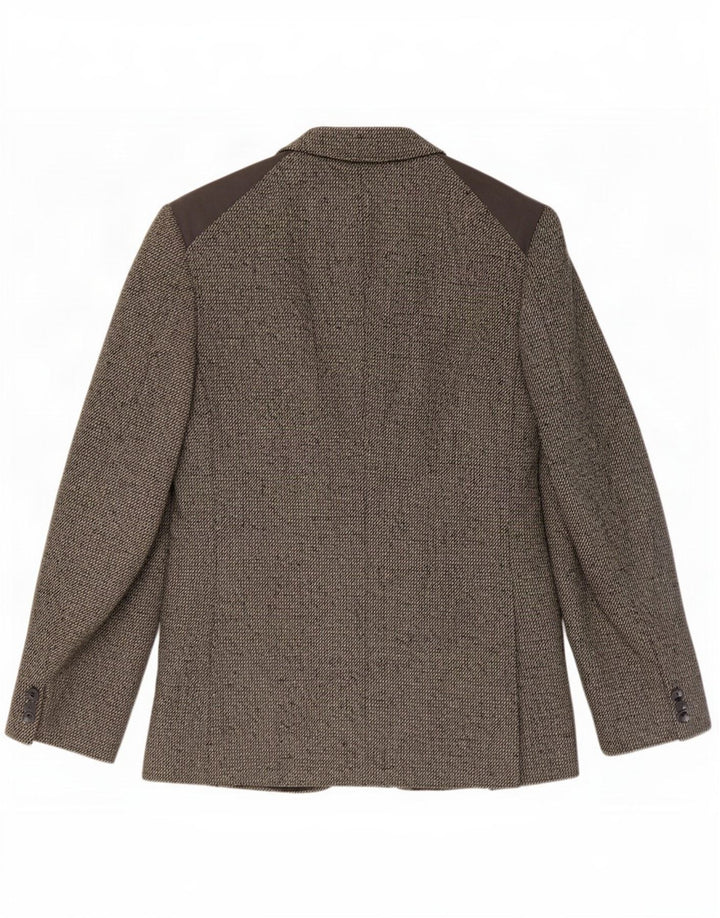 vintage Mens 1 Button Blazer Jacket UK 38 Laine mouchetée gris moyen