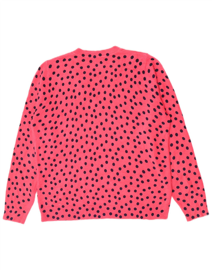 Marks & Spencer Pull col en V pour femme UK 14 Rose moyen à pois
