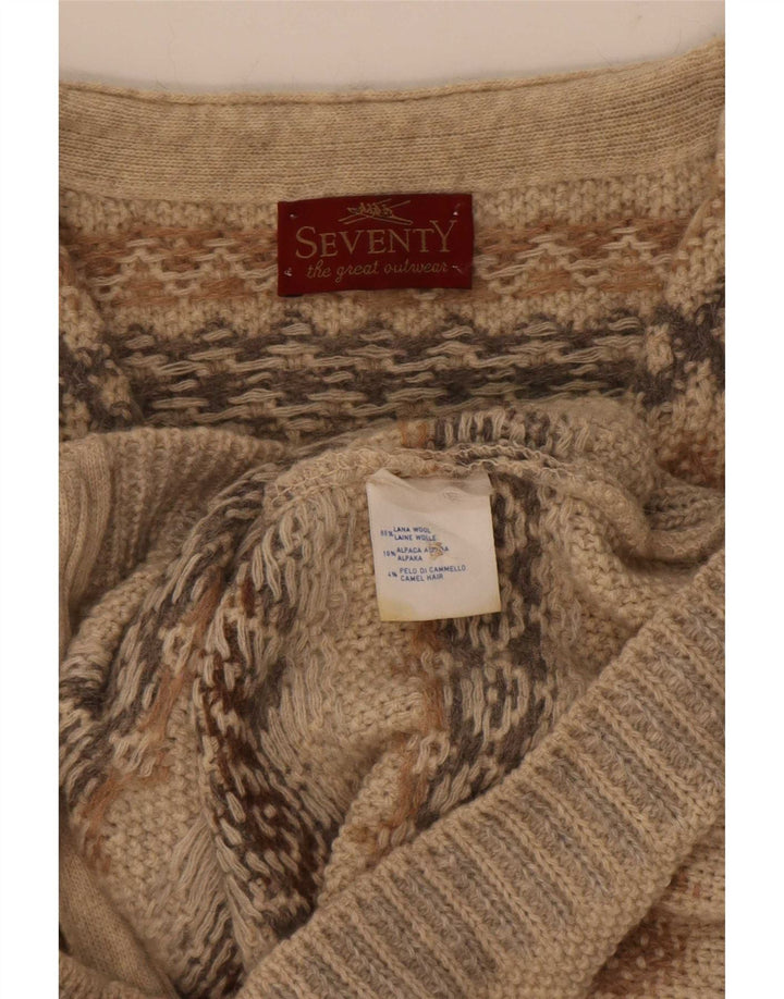 Seventy Cardigan sans manches pour homme en laine beige géométrique
