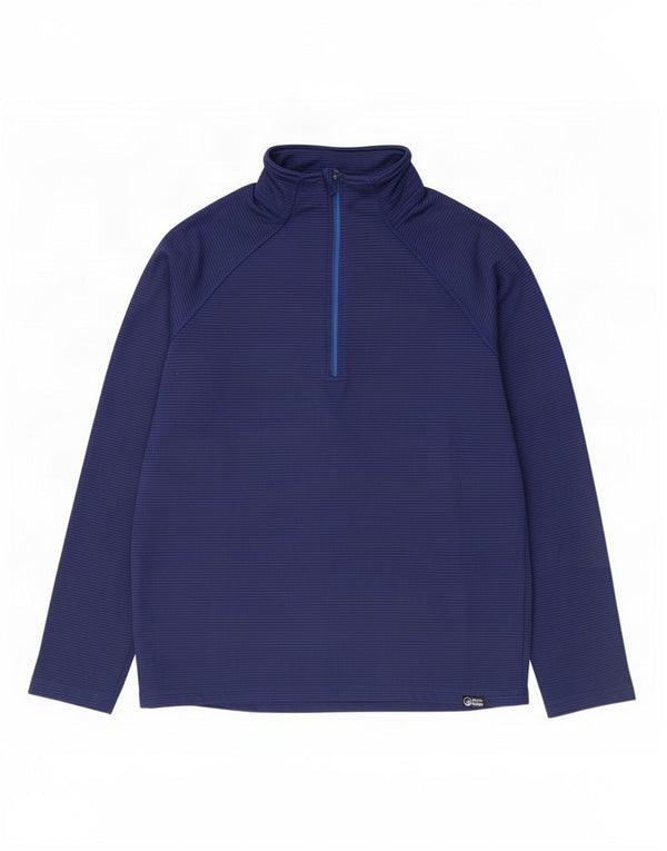 North Ridge Pull à col zippé pour homme - Haut de survêtement à rayures bleues