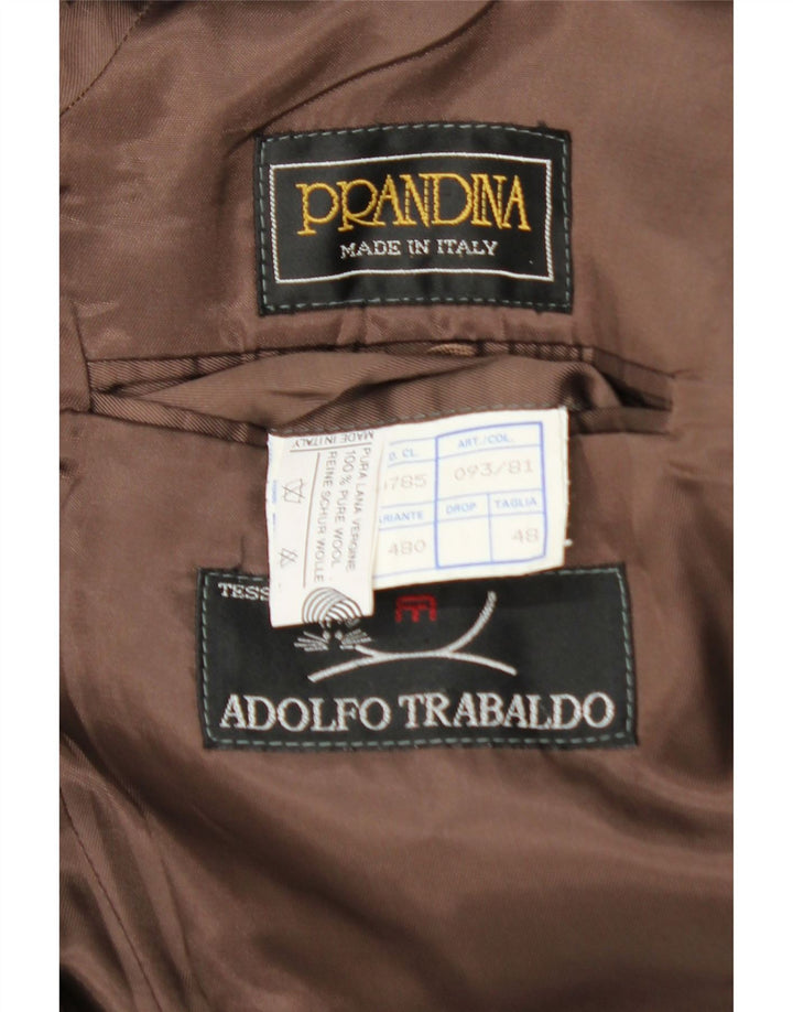 Prandina Trench Homme IT 48 Laine Vierge à Carreaux Marron Moyen