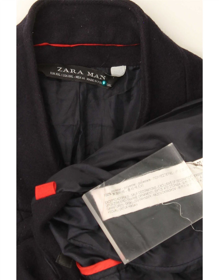 Zara Manteau Homme UK 44 2XL Bleu Marine Polyester