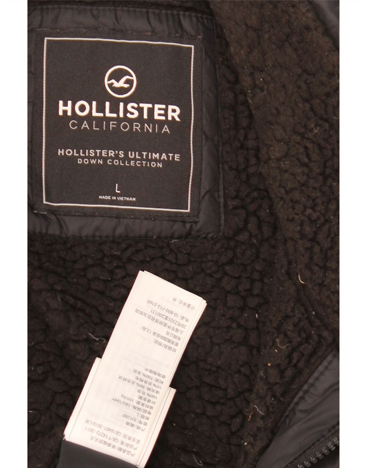 Hollister Veste matelassée graphique pour hommes UK 40 Large Noir