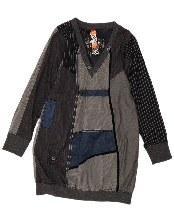 Desigual Robe bulle à manches longues pour femme EU 38 Gris moyen Colourblock