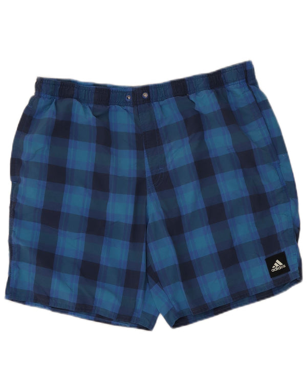 ADIDAS Short de bain pour homme en nylon à carreaux bleus