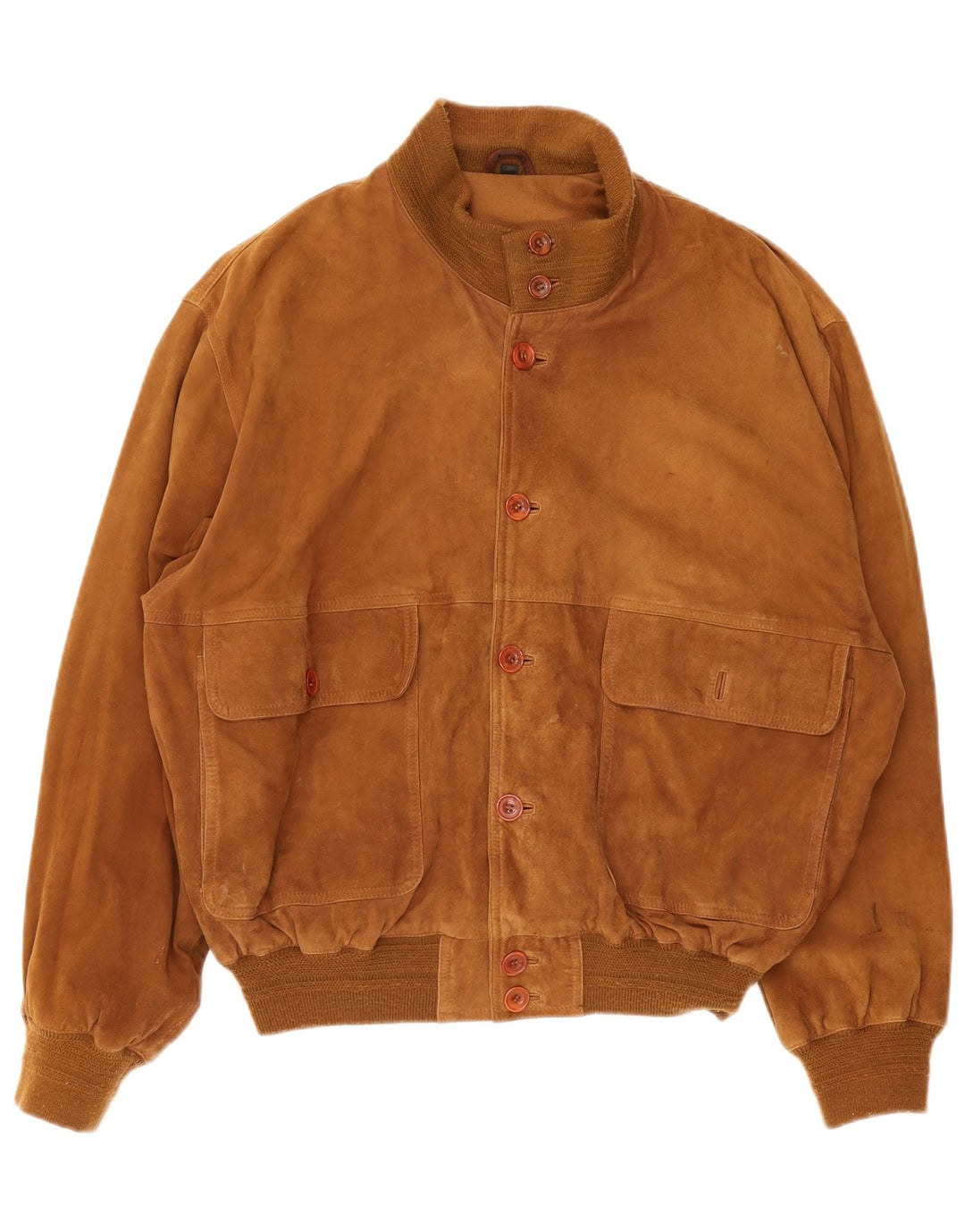 Veste Bomber En Daim Vintage Homme IT 48 Marron Moyen