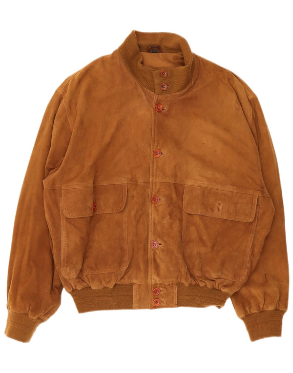 Veste Bomber En Daim Vintage Homme IT 48 Marron Moyen