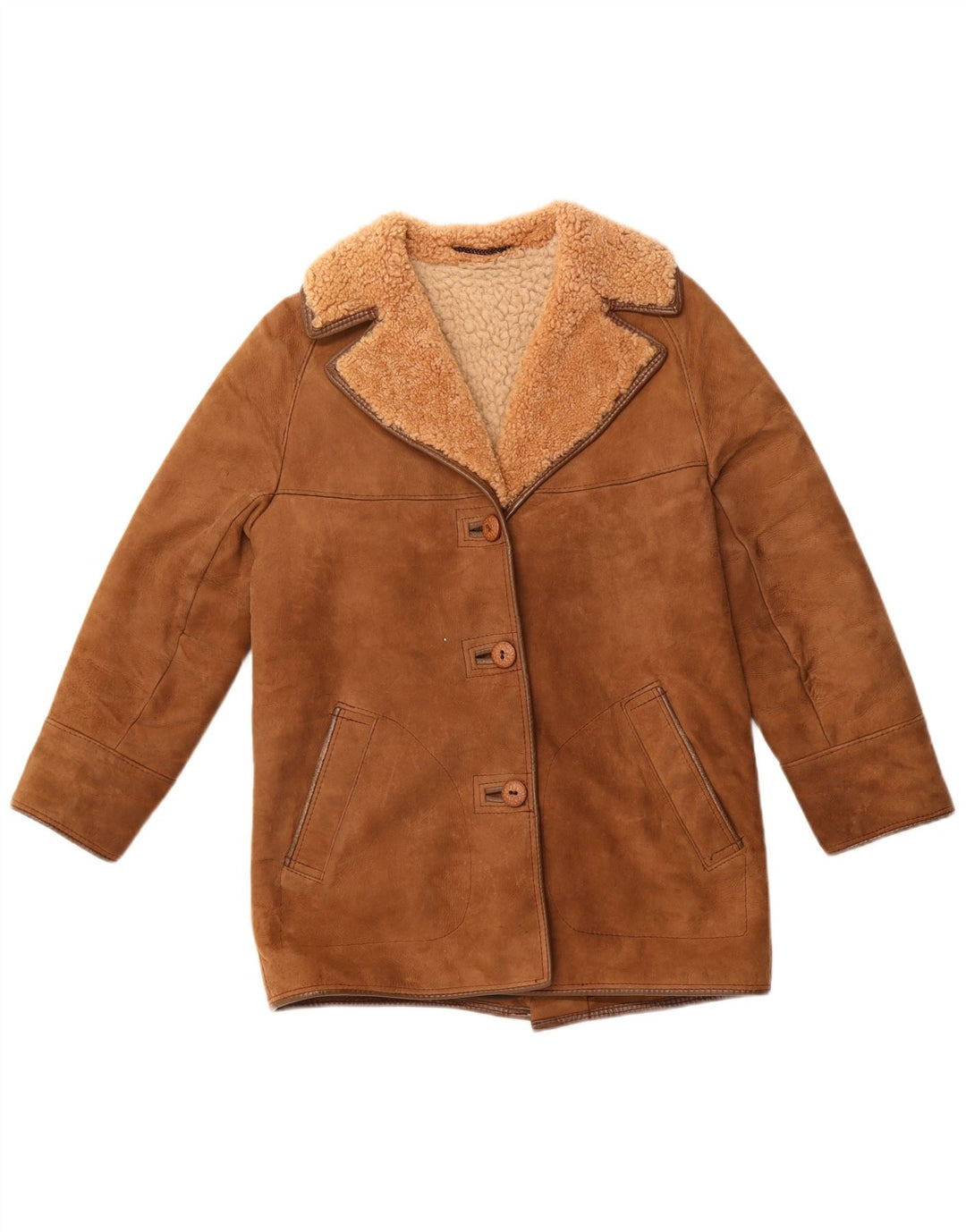 HEA TONA Manteau en peau de mouton pour femme UK 14 Acrylique marron moyen