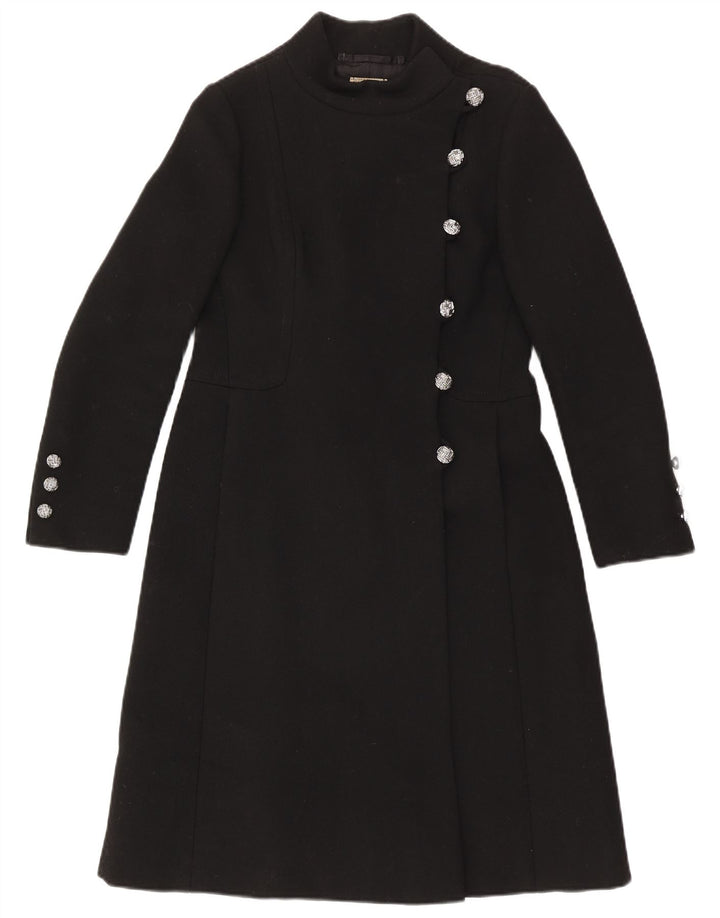 vintage Femmes Pardessus UK 10 Petit Noir