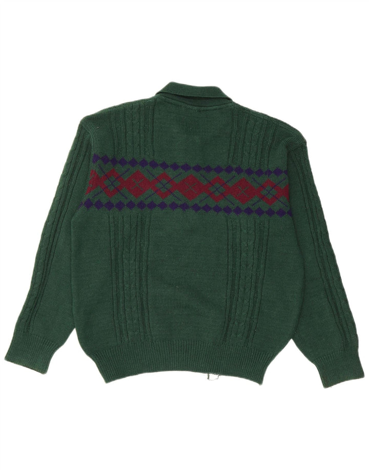 KAPPA Pull Col Polo Homme Vert Moyen Laine Géométrique