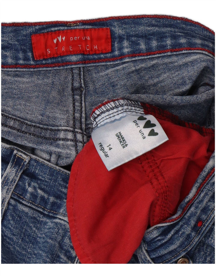 PER UNA Jean Bootcut Femme UK 14 Moyen W30 L30 Bleu Coton