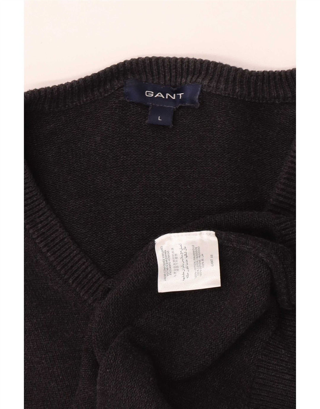 Gant Pull col V Homme Grand Gris Coton