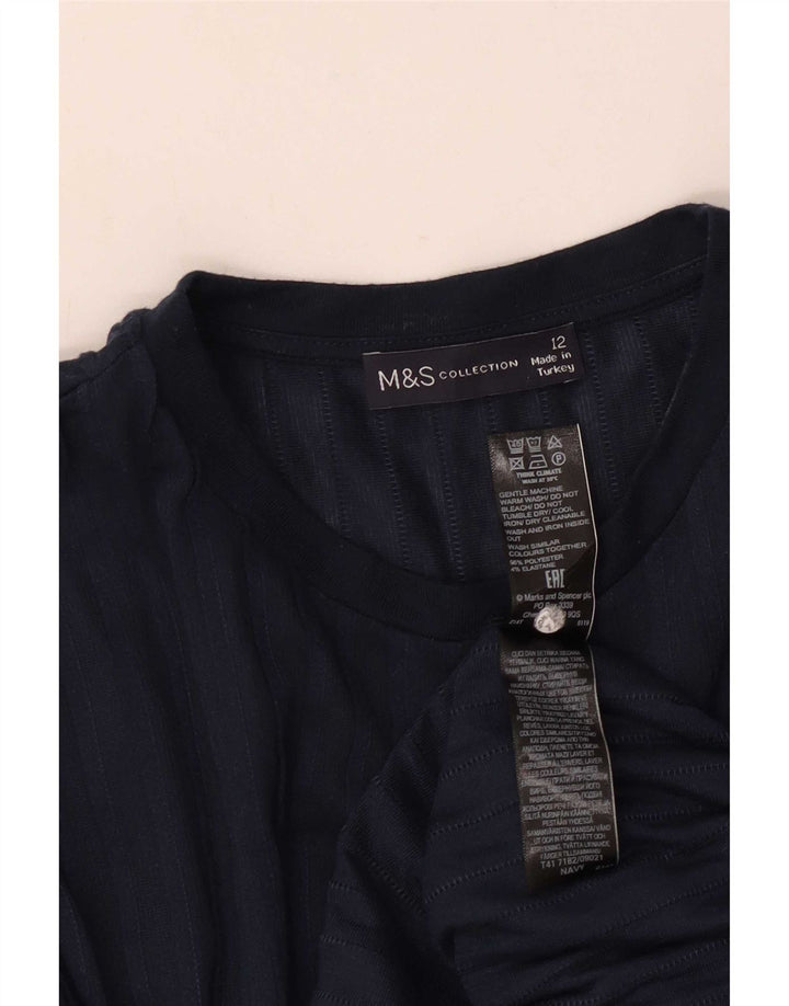 Marks & Spencer Haut à manches longues pour femme UK 12 Bleu marine moyen Polyester