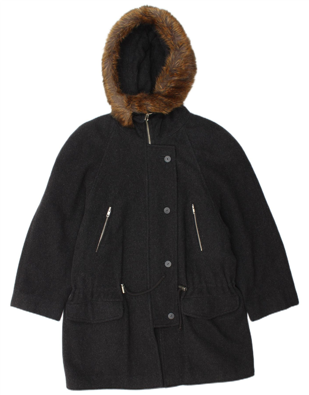 SCHERER Veste parka à capuche surdimensionnée pour femme EU 38 Laine gris moyen