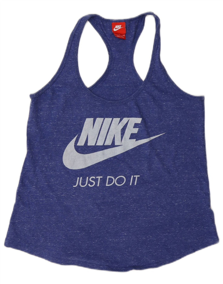 Nike Débardeur graphique pour femme UK 12 Bleu marine moyen en coton moucheté