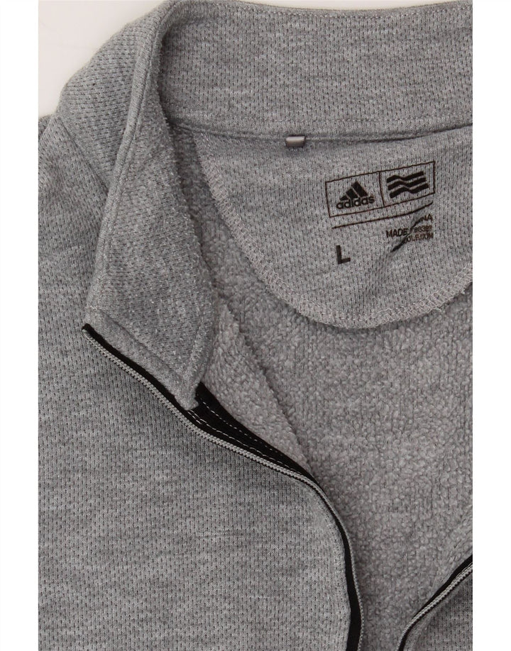 ADIDAS Mens Zip Neck Pullover Tracksuit Top Large Grey Polyester Vintage Adidas and Second-Hand Adidas from Messina Hembry 
