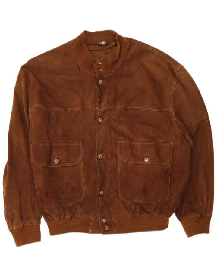 veste bomber en daim vintage pour homme UK 42 XL Marron