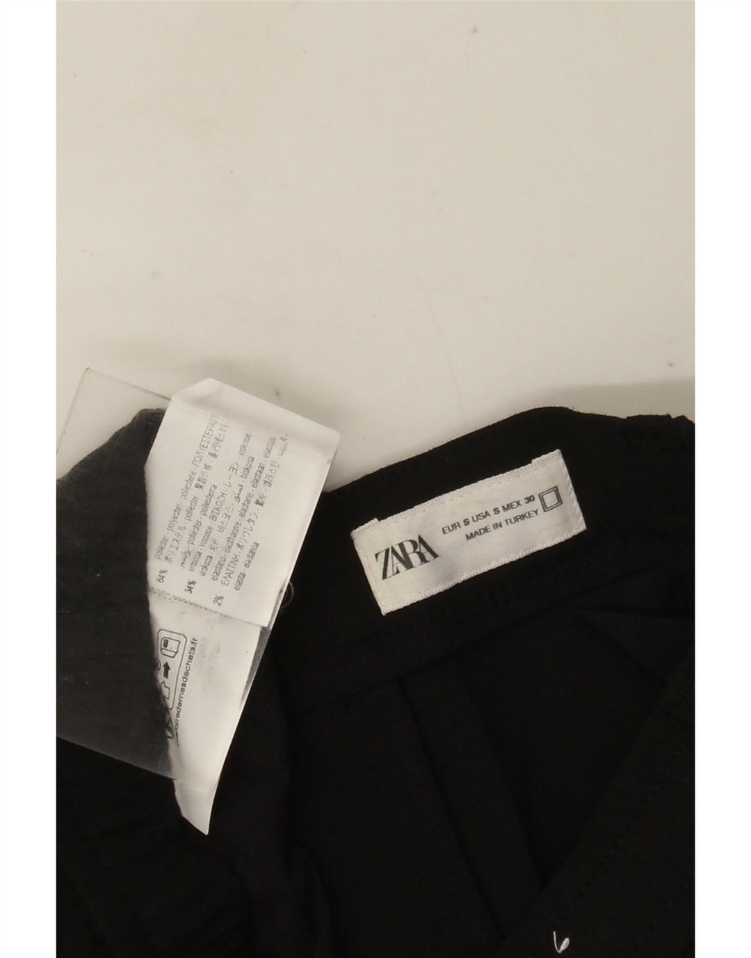 Zara Pantalon Chino Slim Homme Petit W30 L29 Noir Polyester