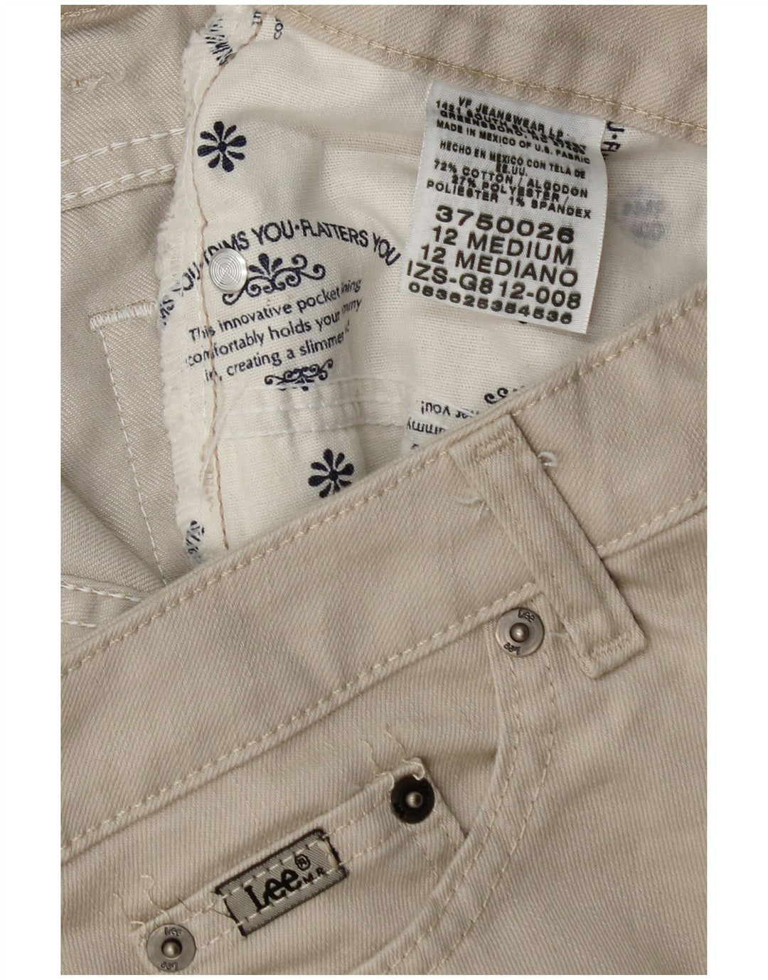 LEE Short décontracté pour femme US 12 Large W32 Coton Beige