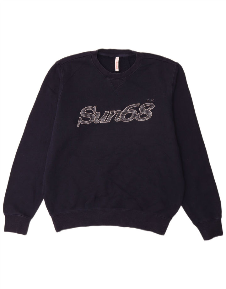 Sun68 Sweat-Shirt Graphique Homme Bleu Marine Moyen Coton