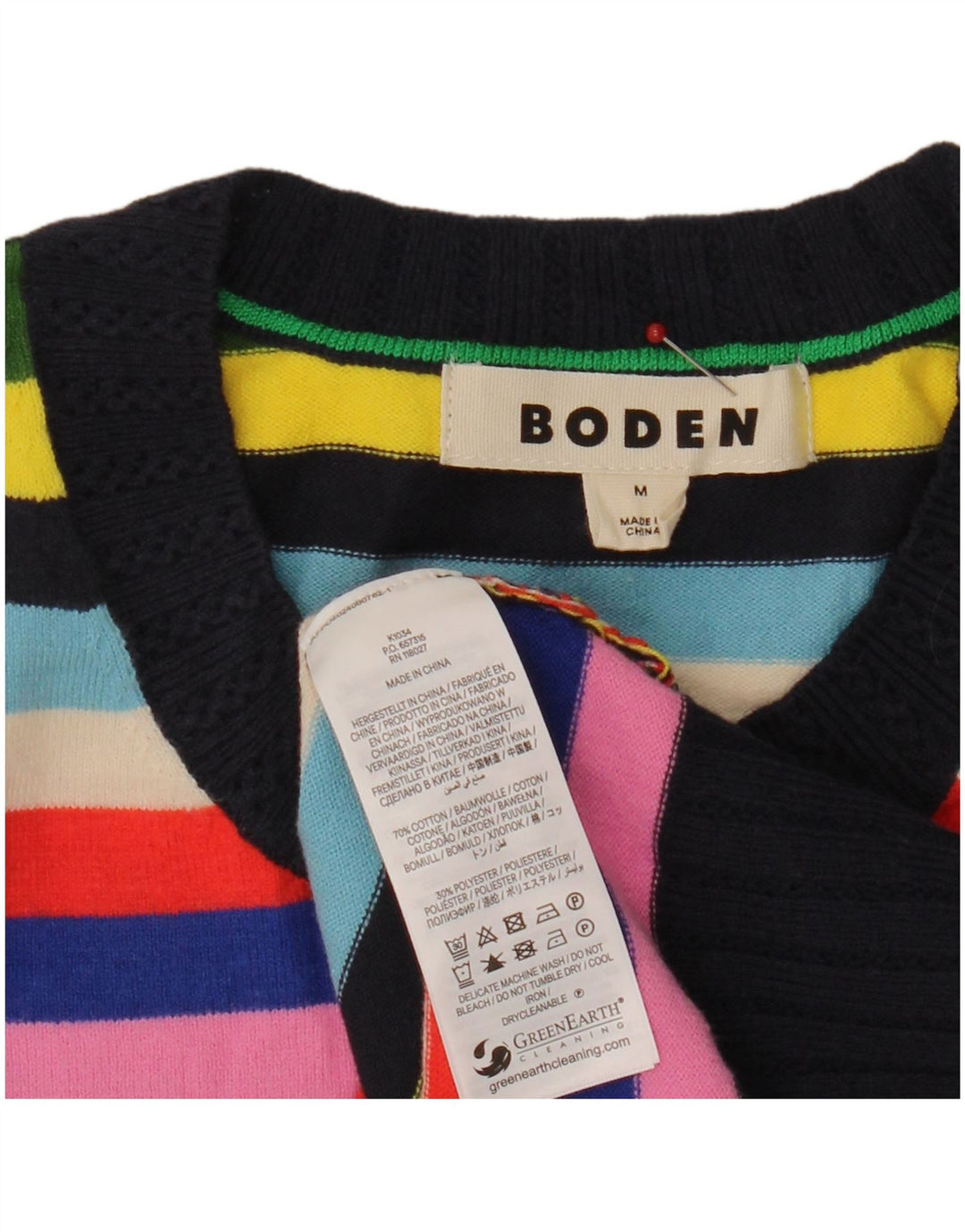 Pull Boden pour femme à col rond UK 44, rayures multicolores moyennes
