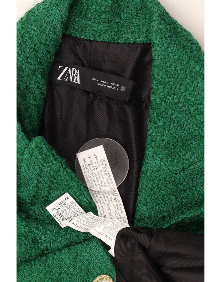 Zara Veste Blazer 1 Bouton Femme UK 16 Grand Acrylique Vert