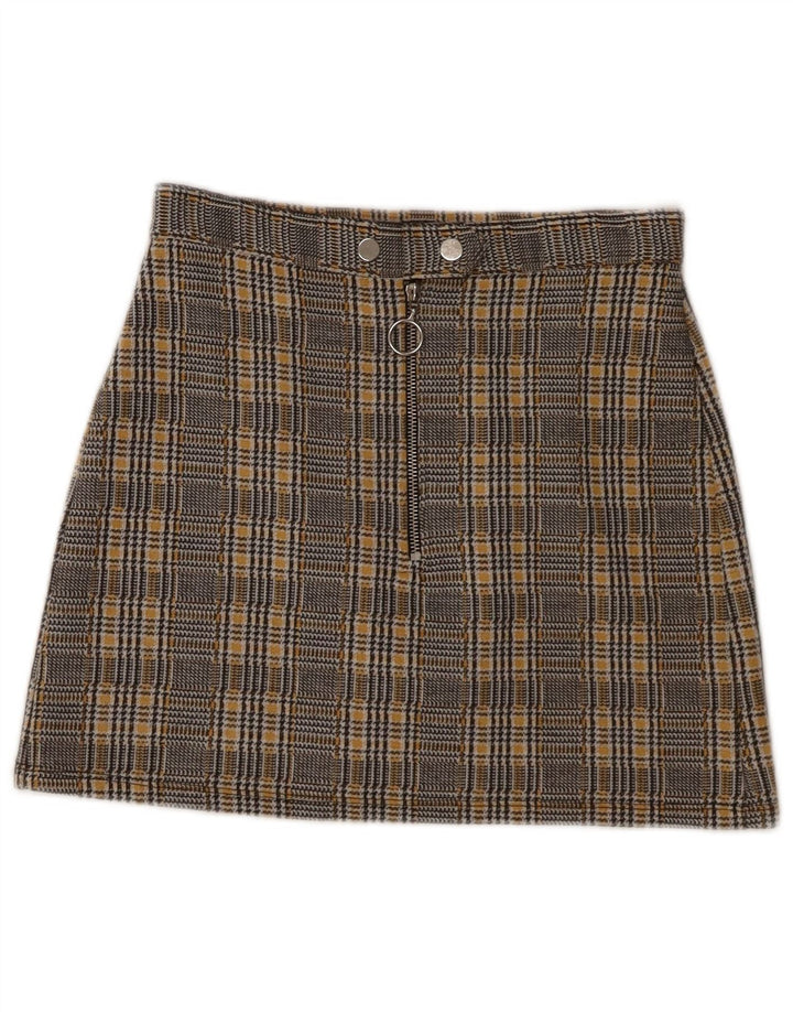 Topshop Mini jupe femme UK 8 Small W28 gris à carreaux en polyester