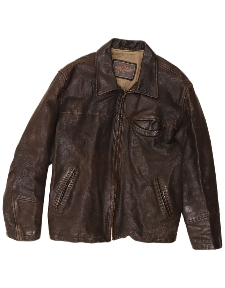 Alan Gordon Veste en cuir pour homme UK 44 2XL Cuir marron