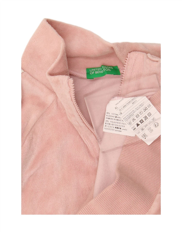 BENETTON Veste de Survêtement Fille 10-11 Ans XL Rose Colorblock