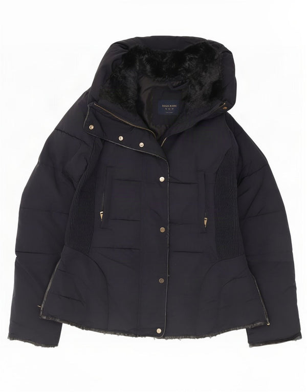 Zara Veste matelassée à capuche pour femme UK 16 Large Bleu marine