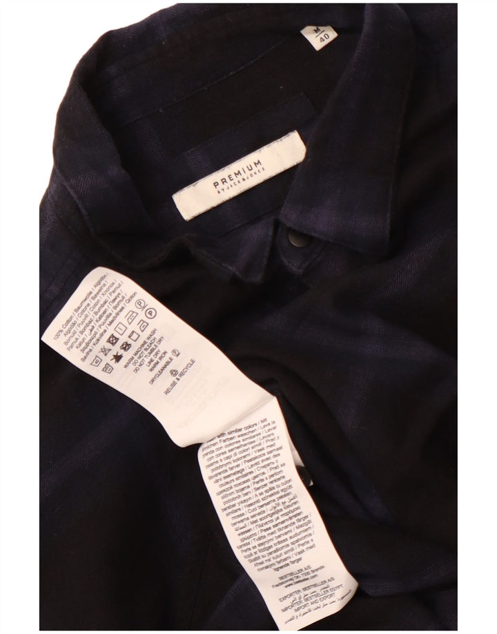 JACK & JONES Chemise en flanelle homme taille 40 coton à carreaux bleu marine moyen