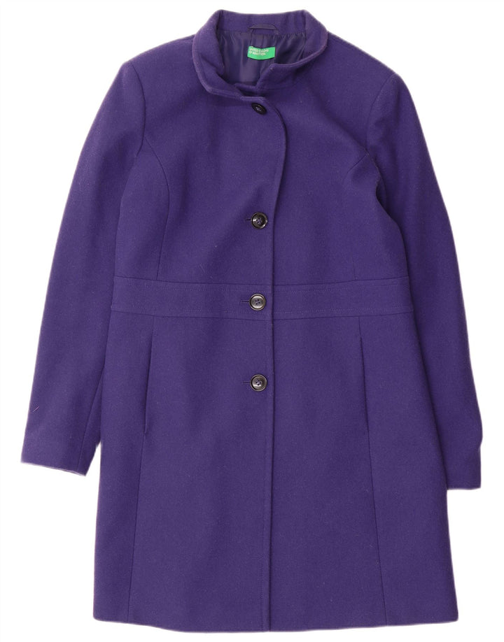 Benetton Pardessus Femme UK 14 Large Violet Laine