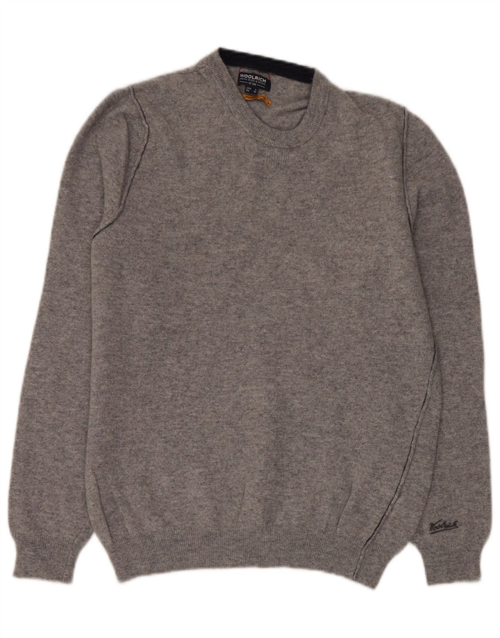 Woolrich Pull à col rond pour femme UK 16 Large Gris Laine