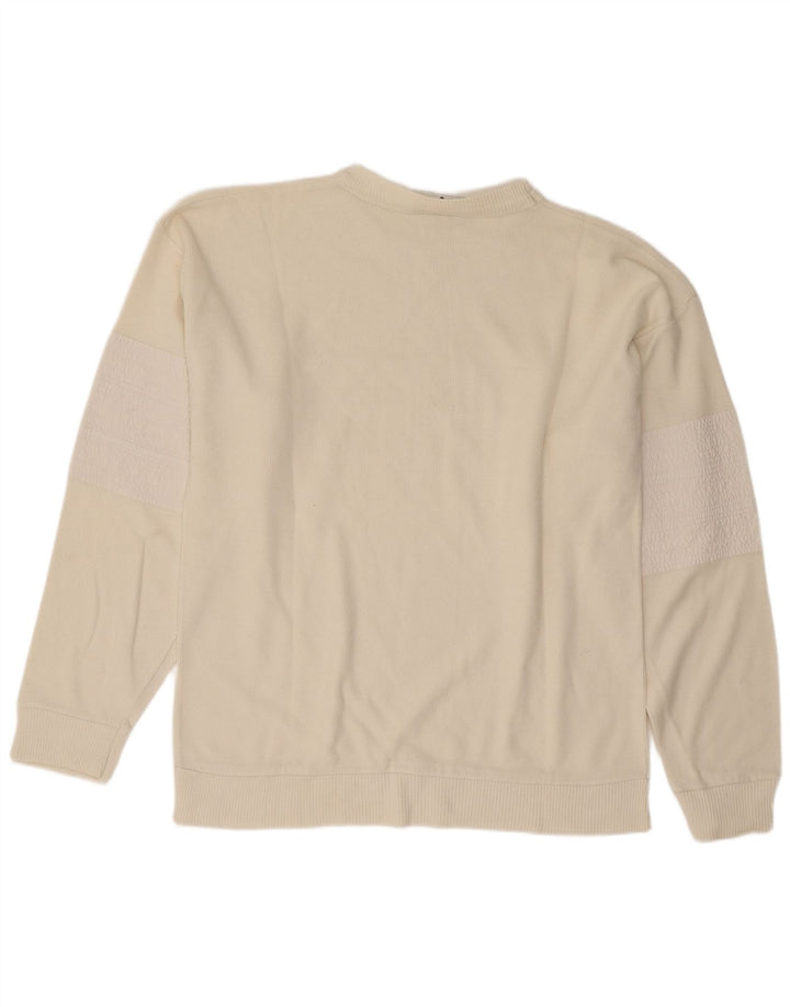 vintage Mens Graphic Sweatshirt Jumper Moyen Blanc Coton