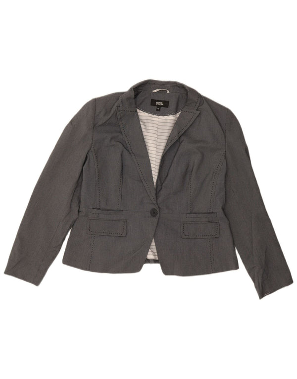 Marks & Spencer Veste blazer à 1 bouton pour femme UK 14 Gris moyen à carreaux
