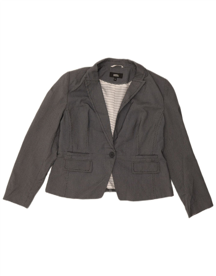 Marks & Spencer Veste blazer à 1 bouton pour femme UK 14 Gris moyen à carreaux
