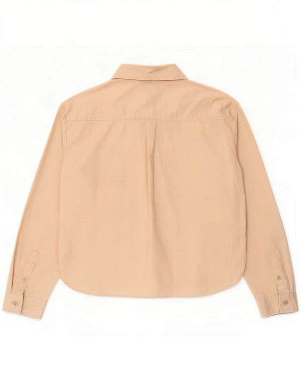 Zara Womens Shirt UK 14 Medium Beige Cotton