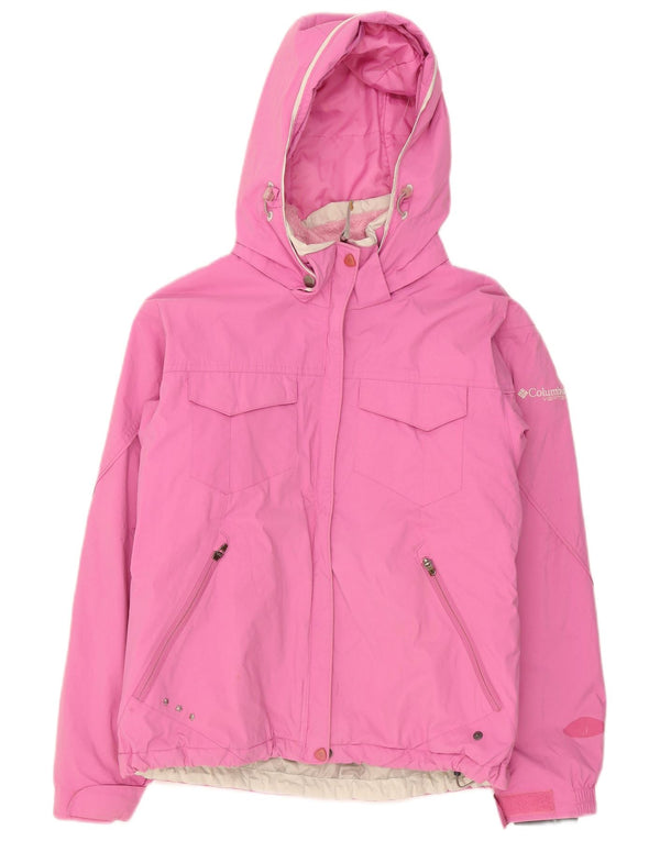 Columbia Veste de pluie à capuche pour femme UK 14 Nylon rose moyen